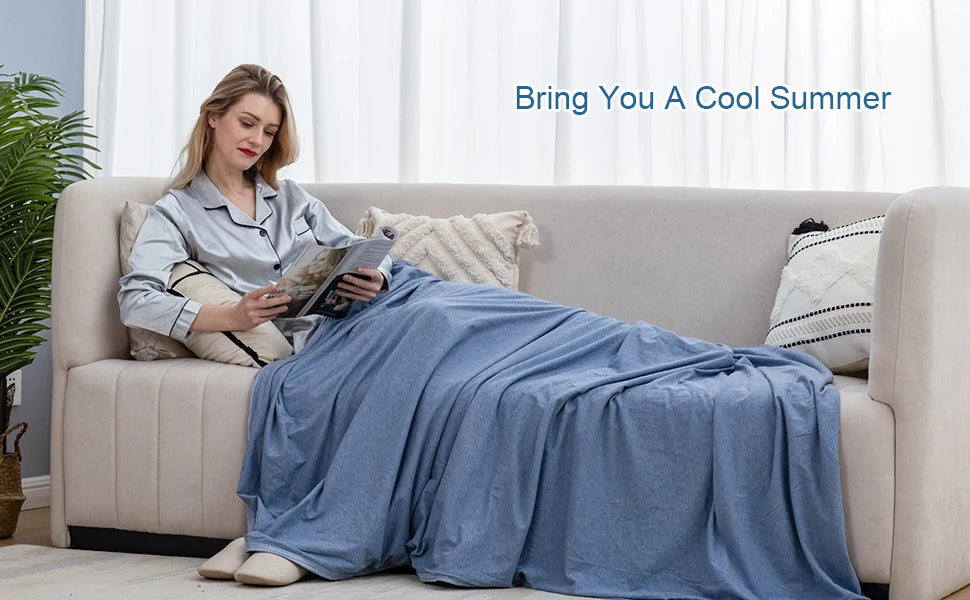 1PC Cooling Blanket for Hot Sleepers - Lightweight Summer Cold Thin Blankets for Sleeping, Hot Flashes, Night Sweats, Soft Blanket