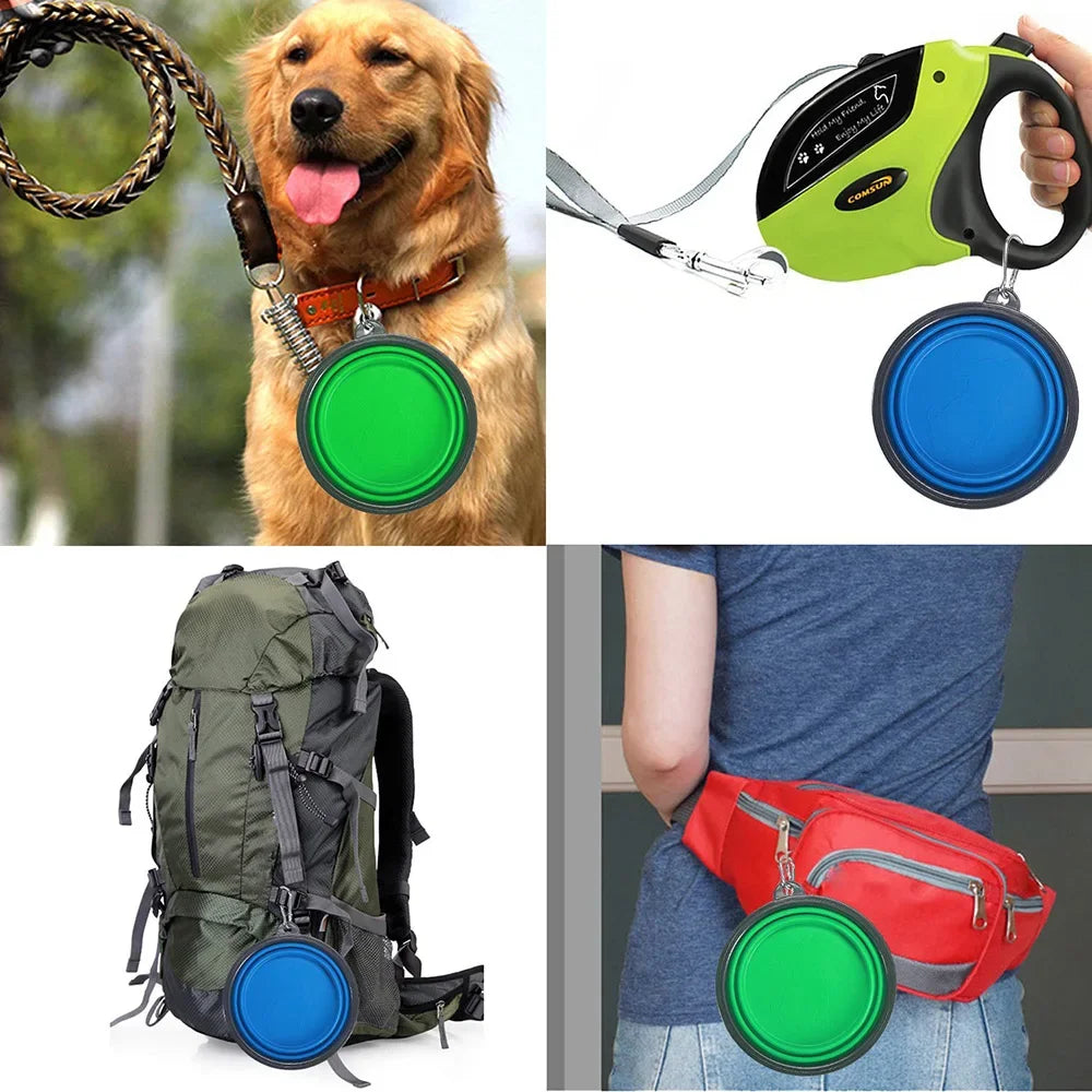 Collapsible Pet Silicone Dog Food & Water Bowl - Travel Portable Folding Pet Bowl