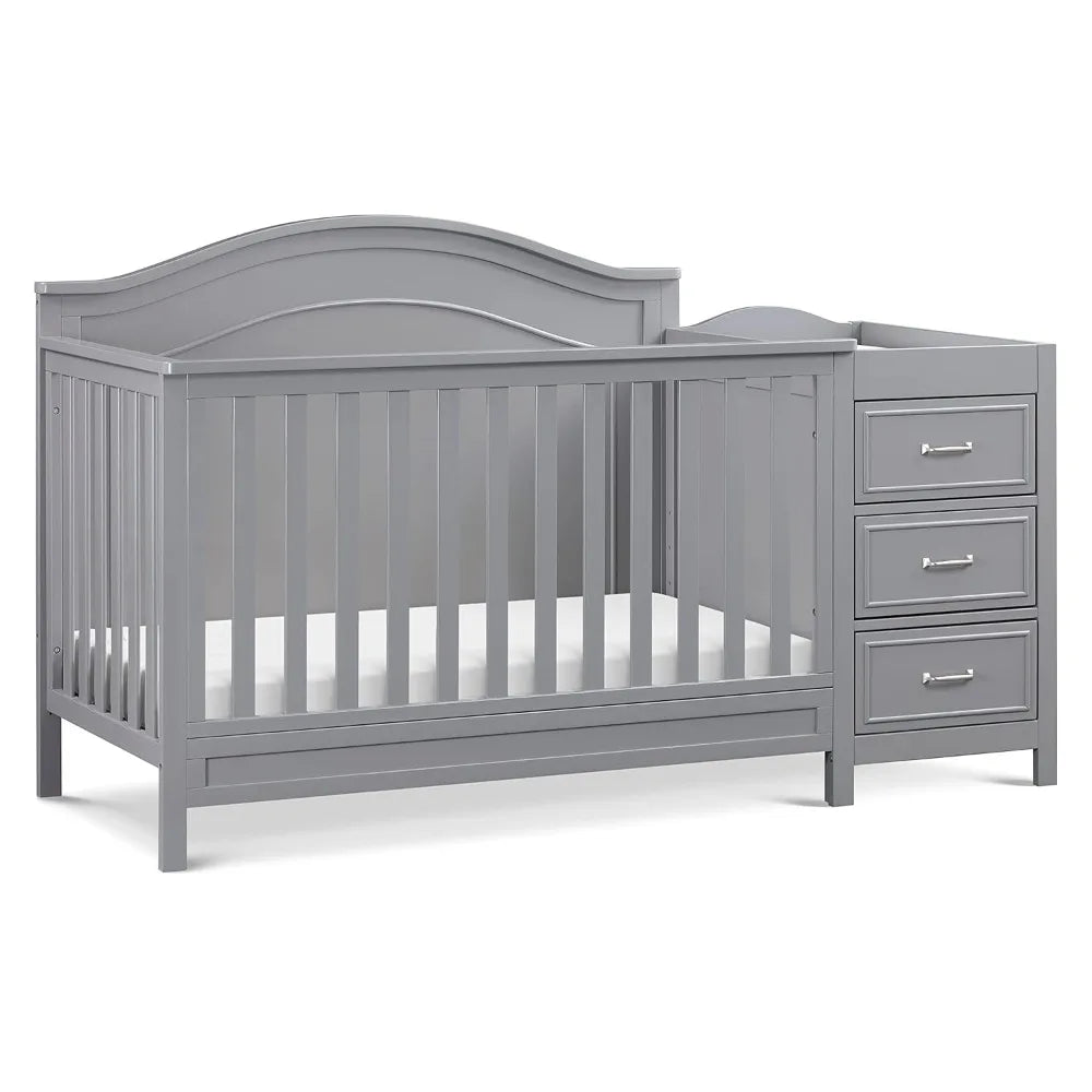 Charlie 4-in-1 Convertible Baby Crib w/Changing Table - Wooden Toddler Bed, Daybed & Twin Bed Conversion - GREENGUARD Gold Cert