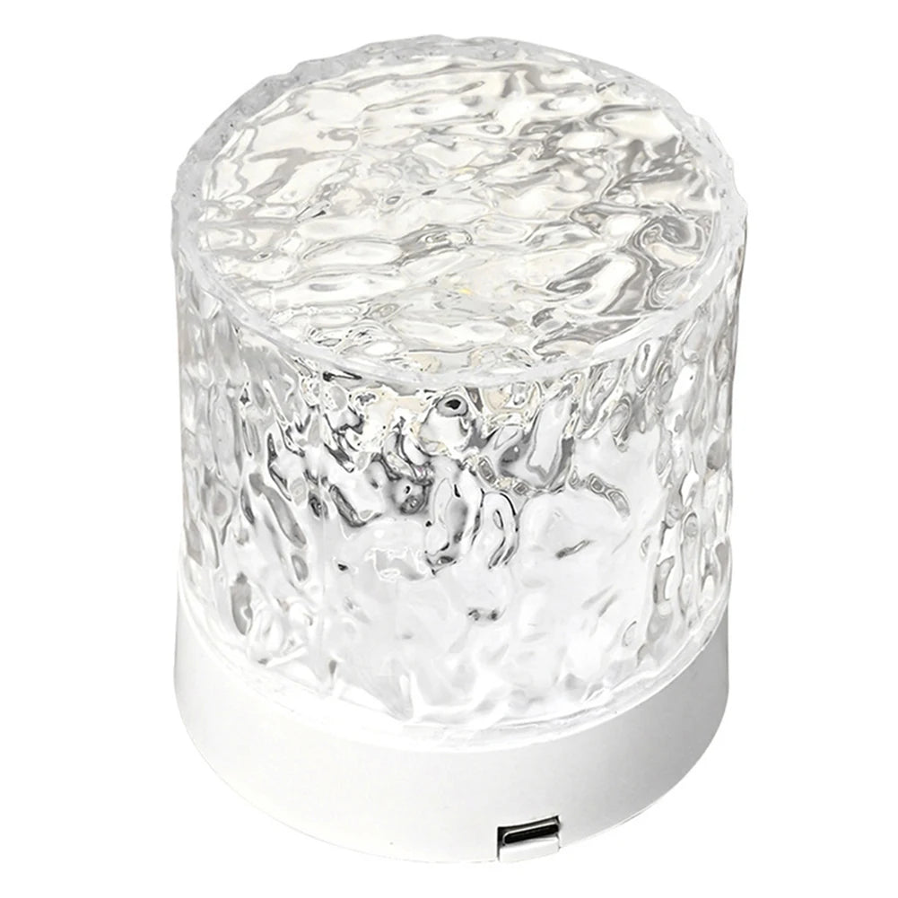 Water Ripple Night Light Touch Control Rotating Water Wave Lamp Projector USB Rechargeable Atmosphere Crystal Lamp Room Decor