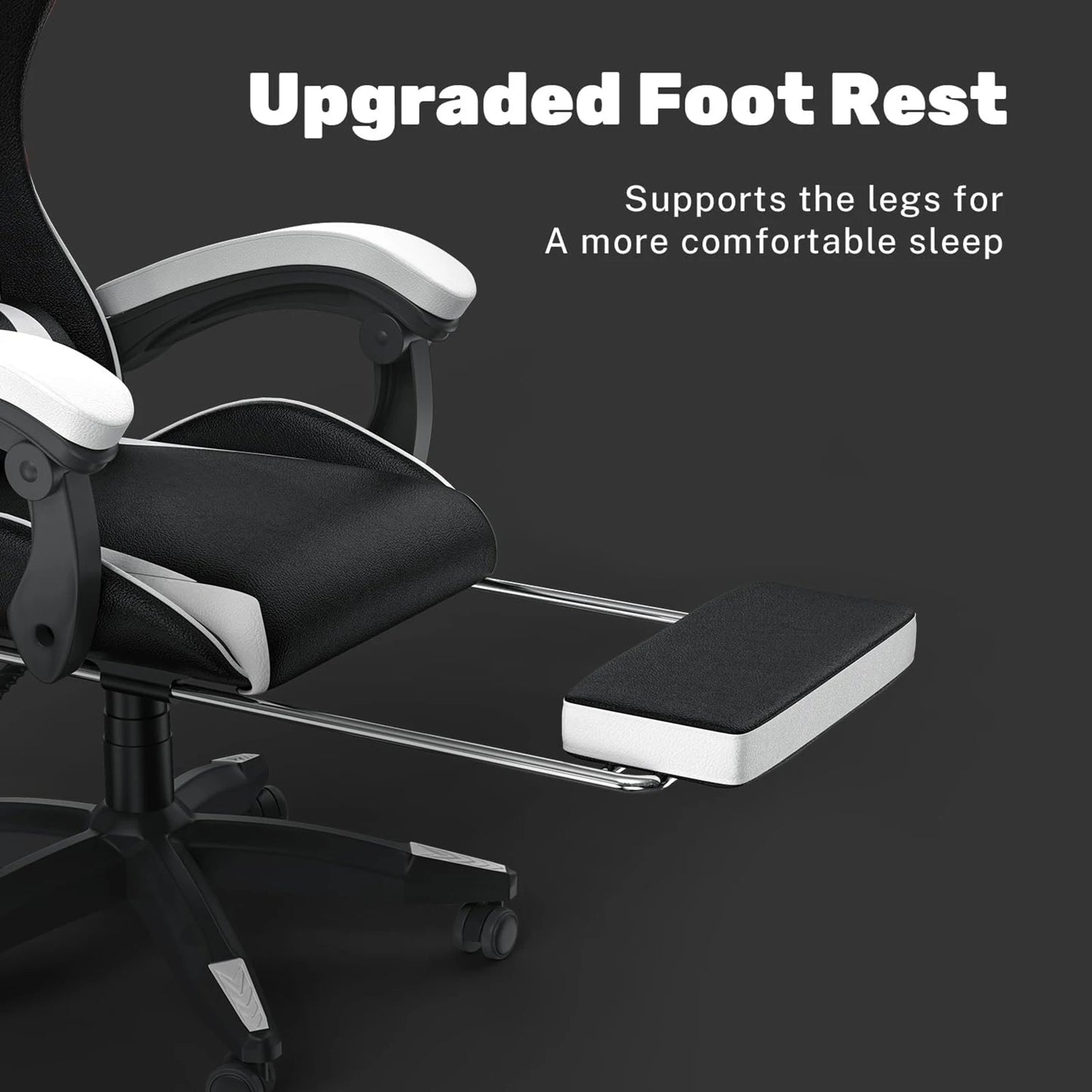 Ergonomic Gaming Chair with Footrest & Lumbar Cushion, Headrest, Height Adjustable Computer Chair