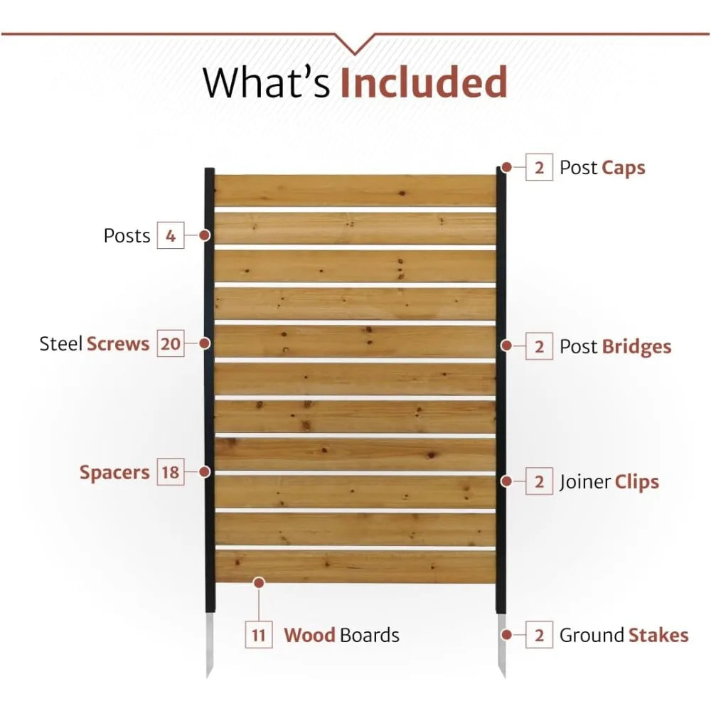 No Dig Concord Cedar Wood Privacy Screen - Great to Hide Trash Cans, AC, Decorative Patio Privacy Screen, Outdoor Privacy