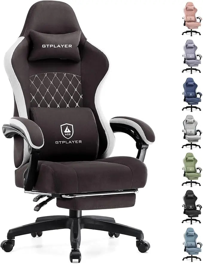 GTPLAYER Gaming Chair, Computer Office Chair with Pocket Spring Cushion, Linkage Armrests and Footrest, High Back Ergonomic Chair