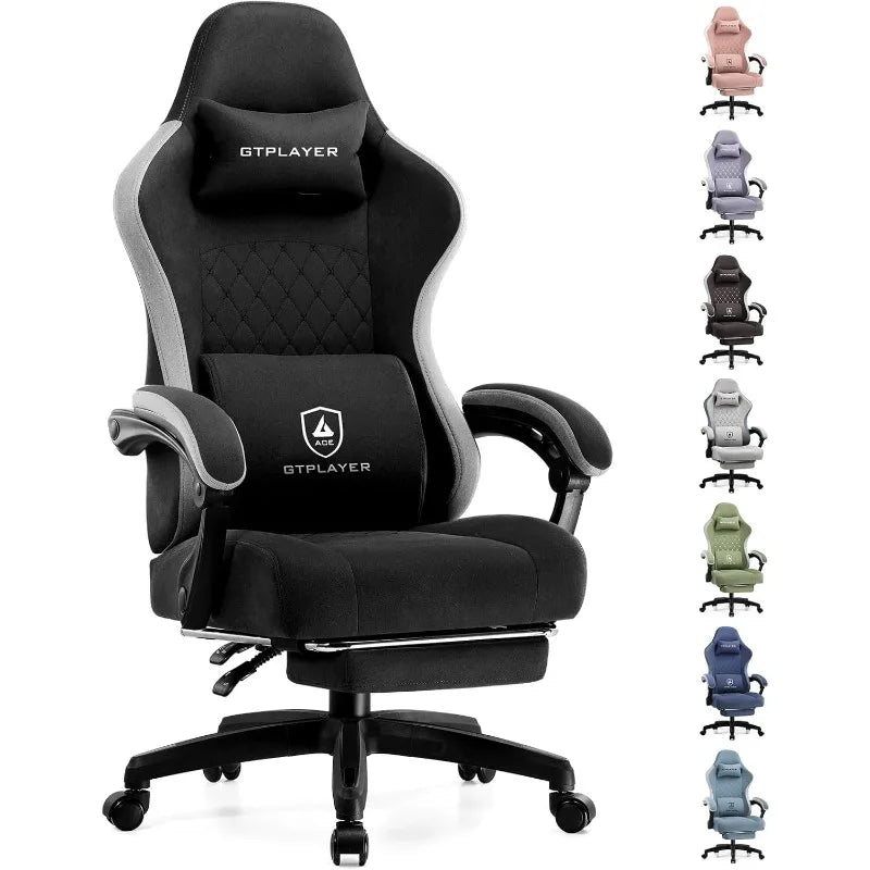 GTPLAYER Gaming Chair, Computer Office Chair with Pocket Spring Cushion, Linkage Armrests and Footrest, High Back Ergonomic Chair