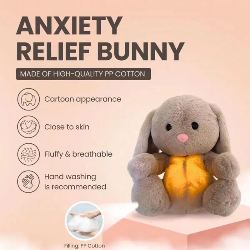 Plush Breathing Bunny Doll For Comfort - Peaceful Music To Relieve Tension & Anxiety & Baby Bunny Also Consoles At Sleepy Time