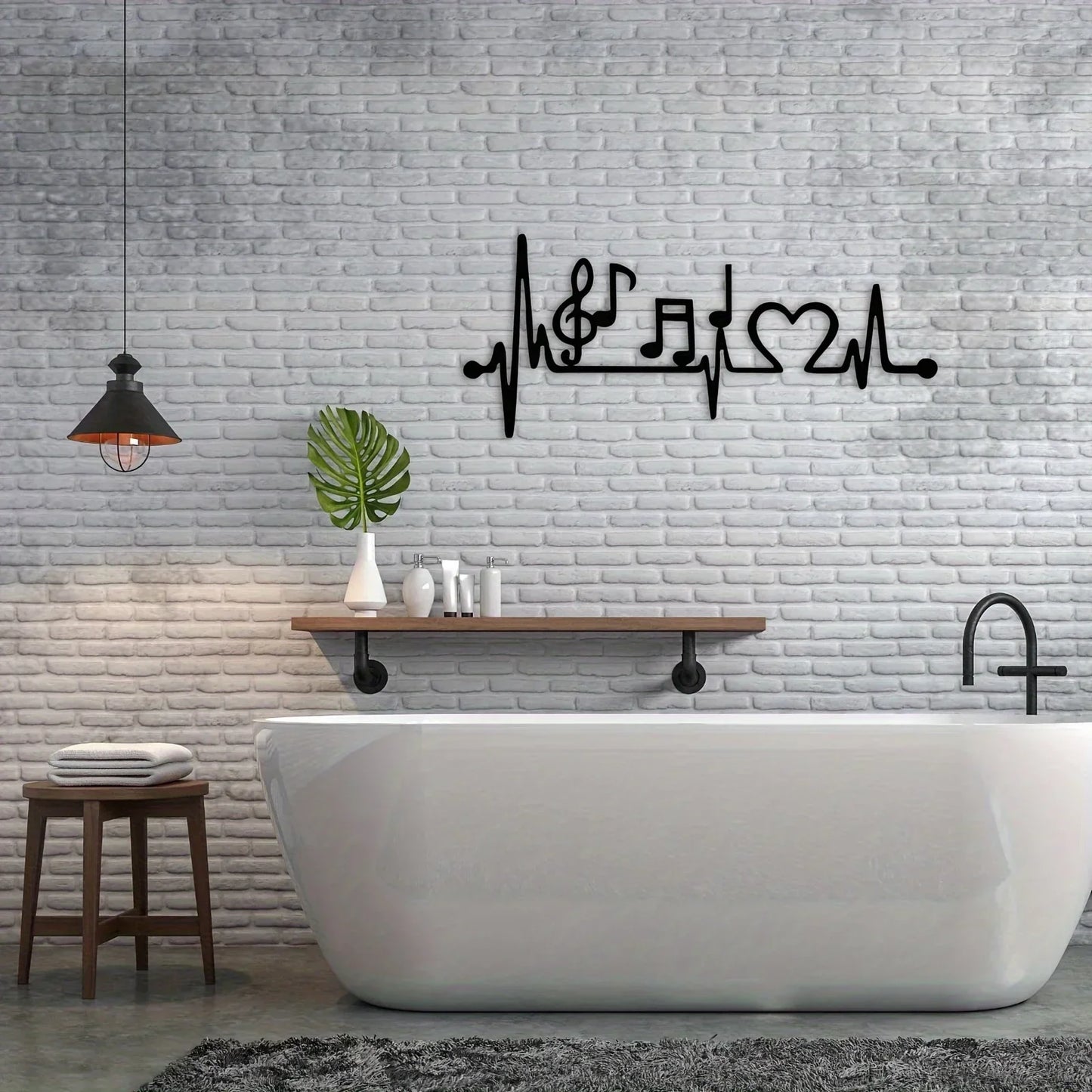 Music Lover's EKG Rhythm - Love Art: Stylish Metal Wall Decor - Music-themed Decoration