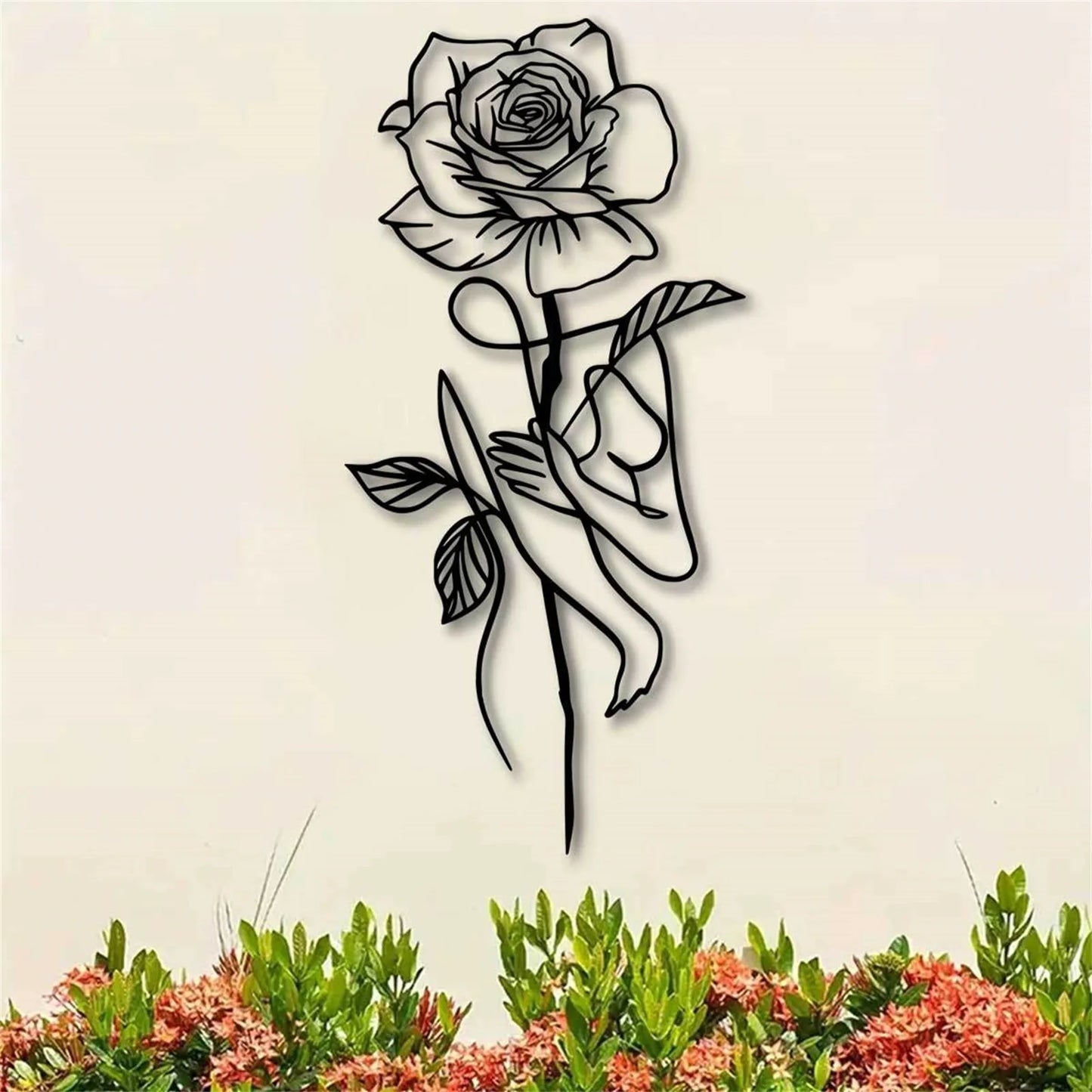 Black Metal Rose for Wall Decor - 3D Flower
