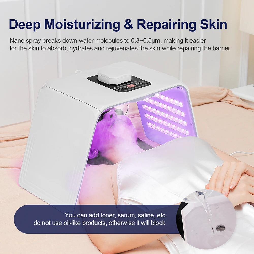 Photon LED Face Mask - 7 Light Colors - Nano Spray - Beauty Machine, Deep Moisturize, Skin Care, Home Use, LED Beauty Mask
