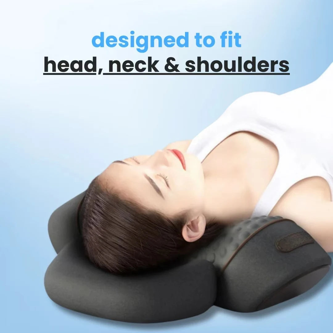 Soothing 3-in-1 Neck Massager - Cervical Pillow - Hot Compress - Vibration Massage - Neck Traction - Spine Support