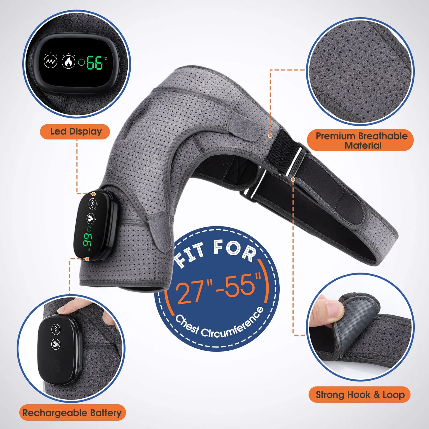 VIP Electric Shoulder Massager - Heating Pad - Vibration Massage - Support Belt - Shoulder Thermal Brace