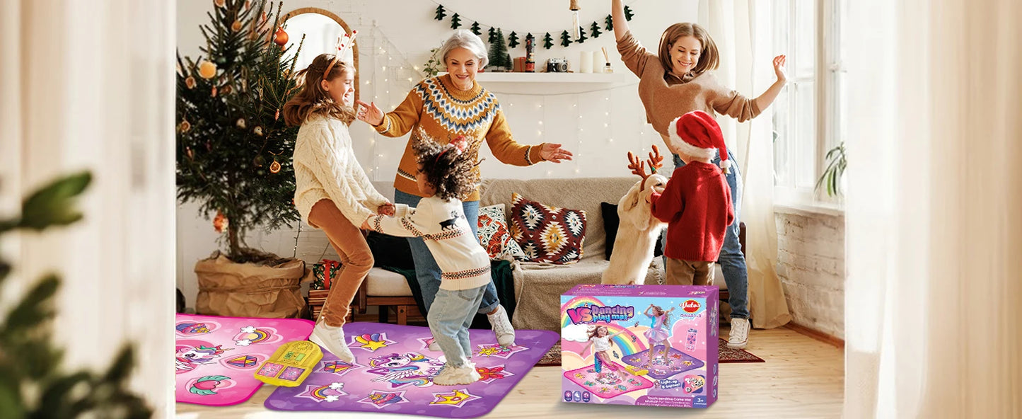 Unicorn Dance Mat x2 For Girls - A 9-Level Dancing Game - Indoor Or Outdoor Music Play Mat