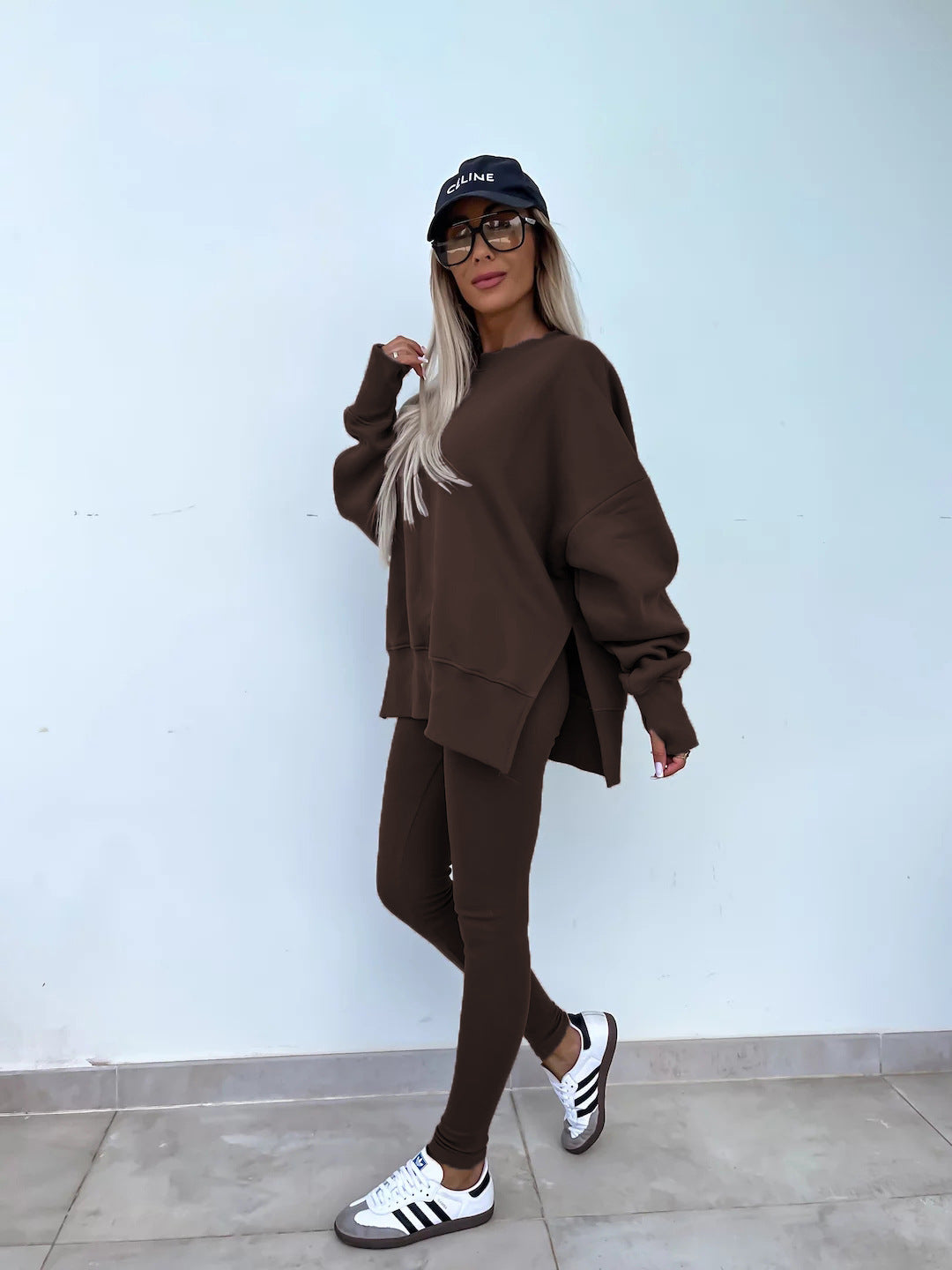 Women's Spring and Autumn Sports Hoodie - Long Sleeve - Solid Color Hoodie - Casual & Two Piece Set