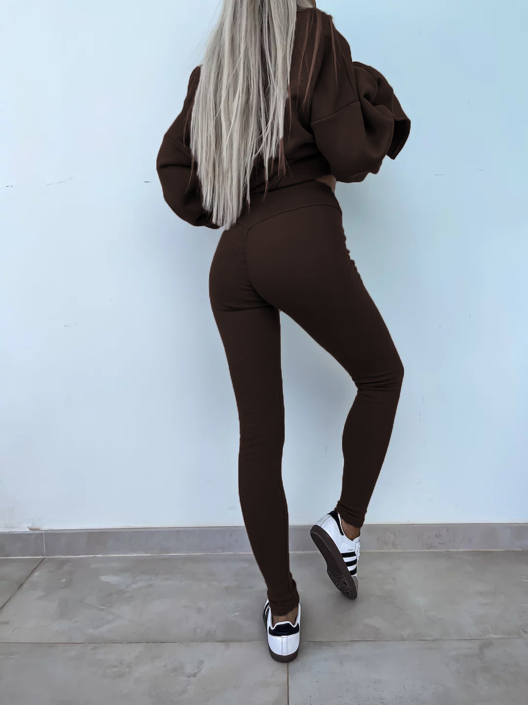 Women's Spring and Autumn Sports Hoodie - Long Sleeve - Solid Color Hoodie - Casual & Two Piece Set
