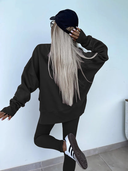 Women's Spring and Autumn Sports Hoodie - Long Sleeve - Solid Color Hoodie - Casual & Two Piece Set