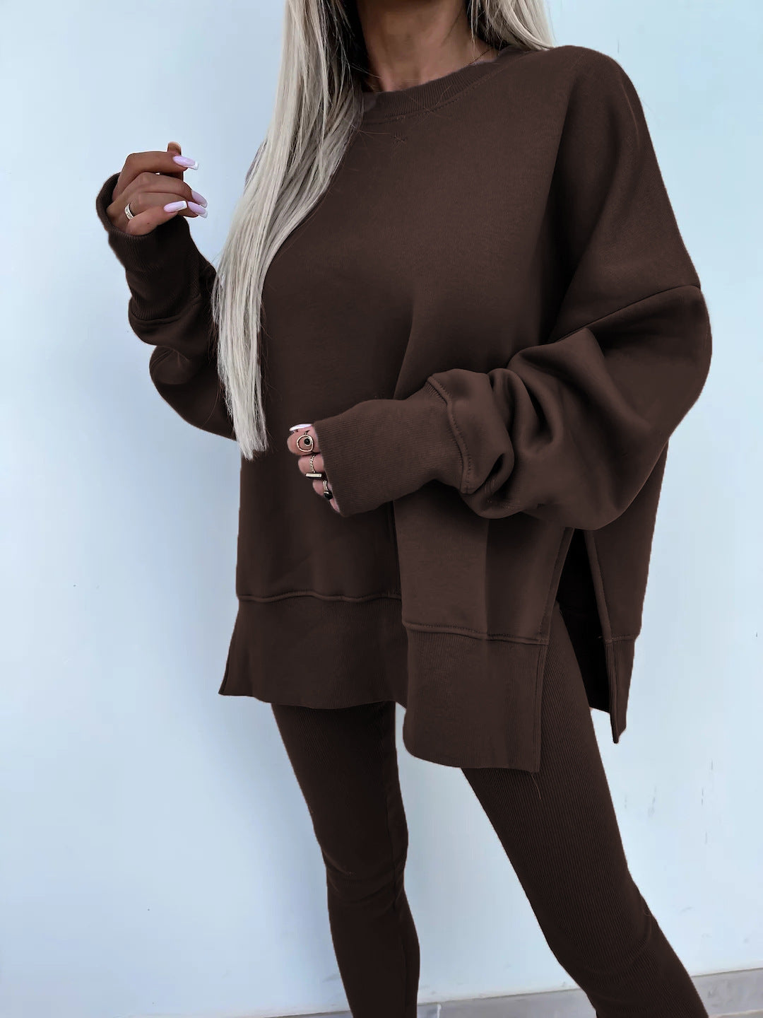 Women's Spring and Autumn Sports Hoodie - Long Sleeve - Solid Color Hoodie - Casual & Two Piece Set