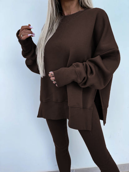 Women's Spring and Autumn Sports Hoodie - Long Sleeve - Solid Color Hoodie - Casual & Two Piece Set
