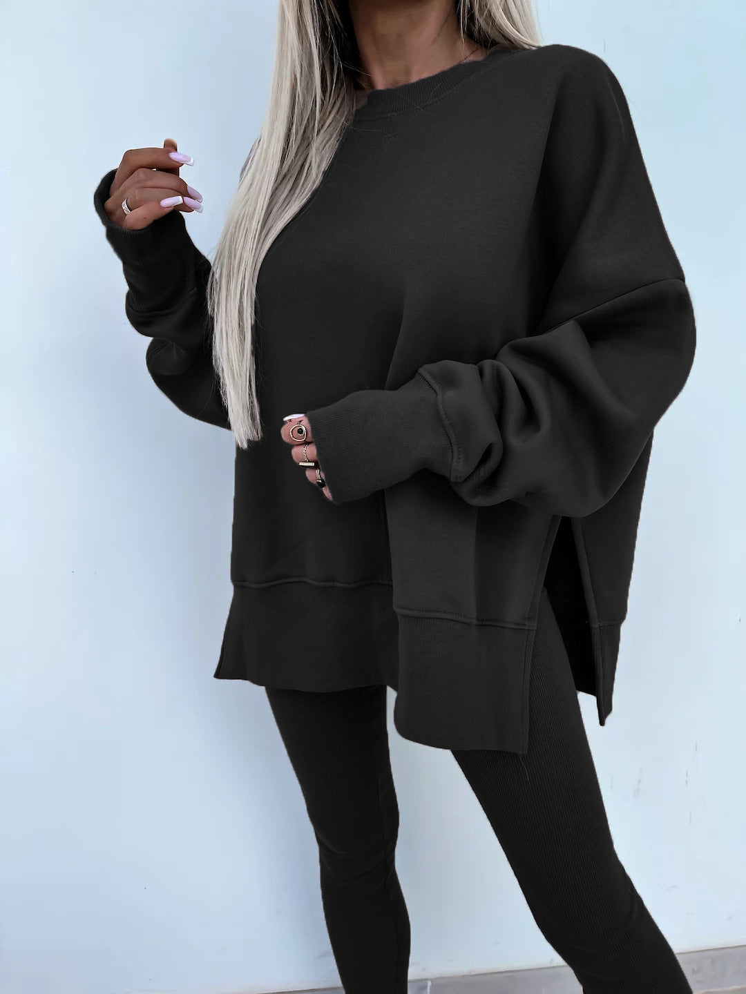 Women's Spring and Autumn Sports Hoodie - Long Sleeve - Solid Color Hoodie - Casual & Two Piece Set