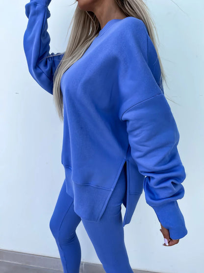 Women's Spring and Autumn Sports Hoodie - Long Sleeve - Solid Color Hoodie - Casual & Two Piece Set