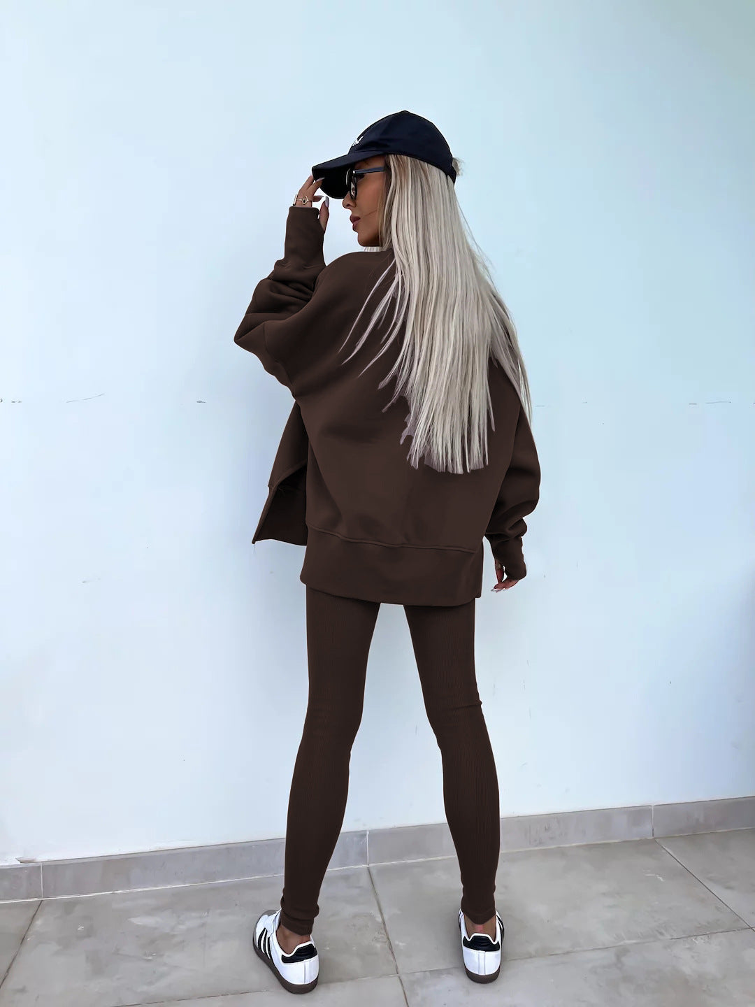Women's Spring and Autumn Sports Hoodie - Long Sleeve - Solid Color Hoodie - Casual & Two Piece Set