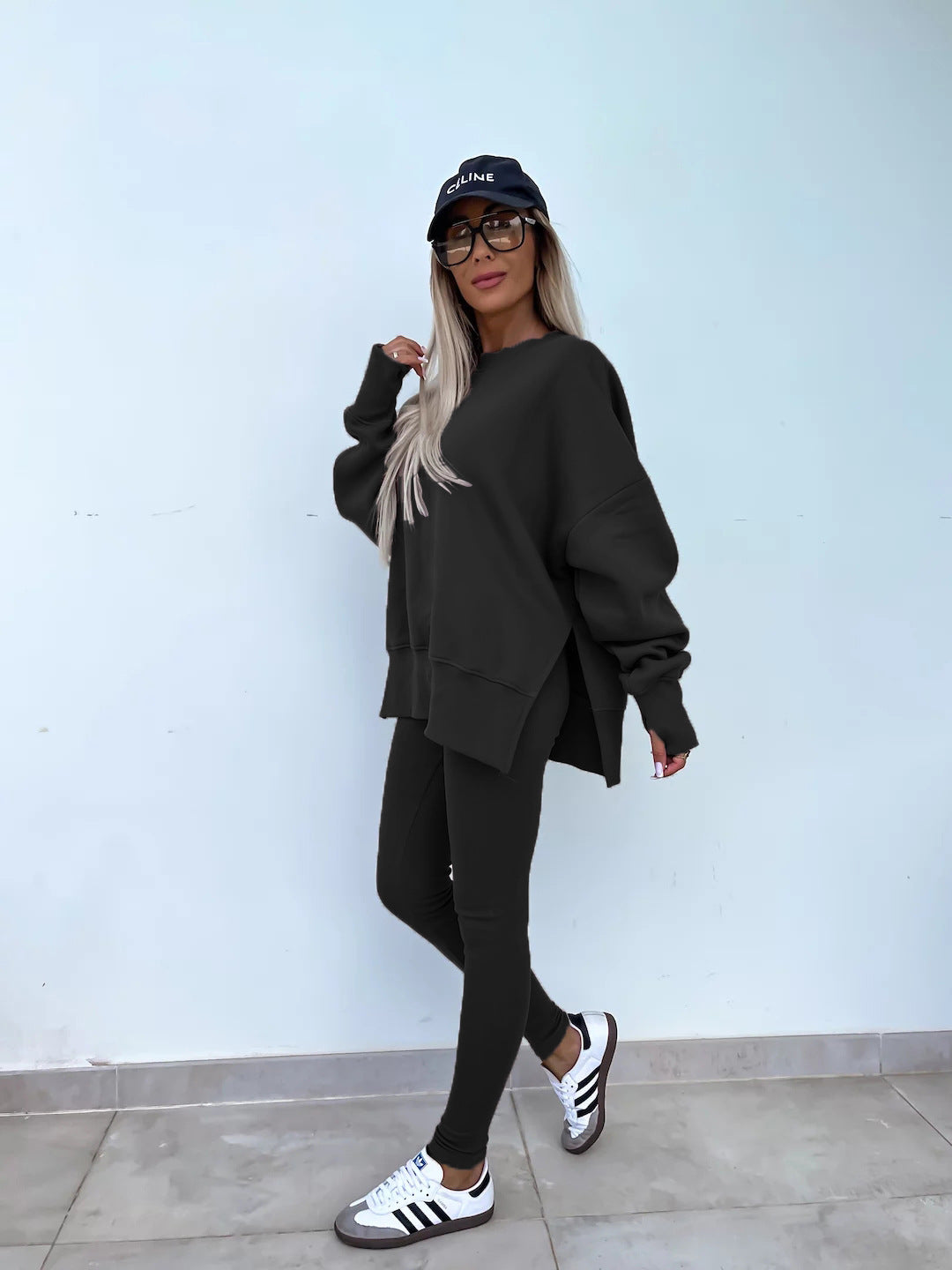 Women's Spring and Autumn Sports Hoodie - Long Sleeve - Solid Color Hoodie - Casual & Two Piece Set