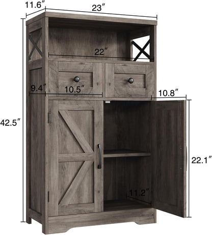 Storage Cabinet With Drawers And Shelf - Freestanding Kitchen Pantry Storage Cabinet - Floor Storage Cabinet Hutch