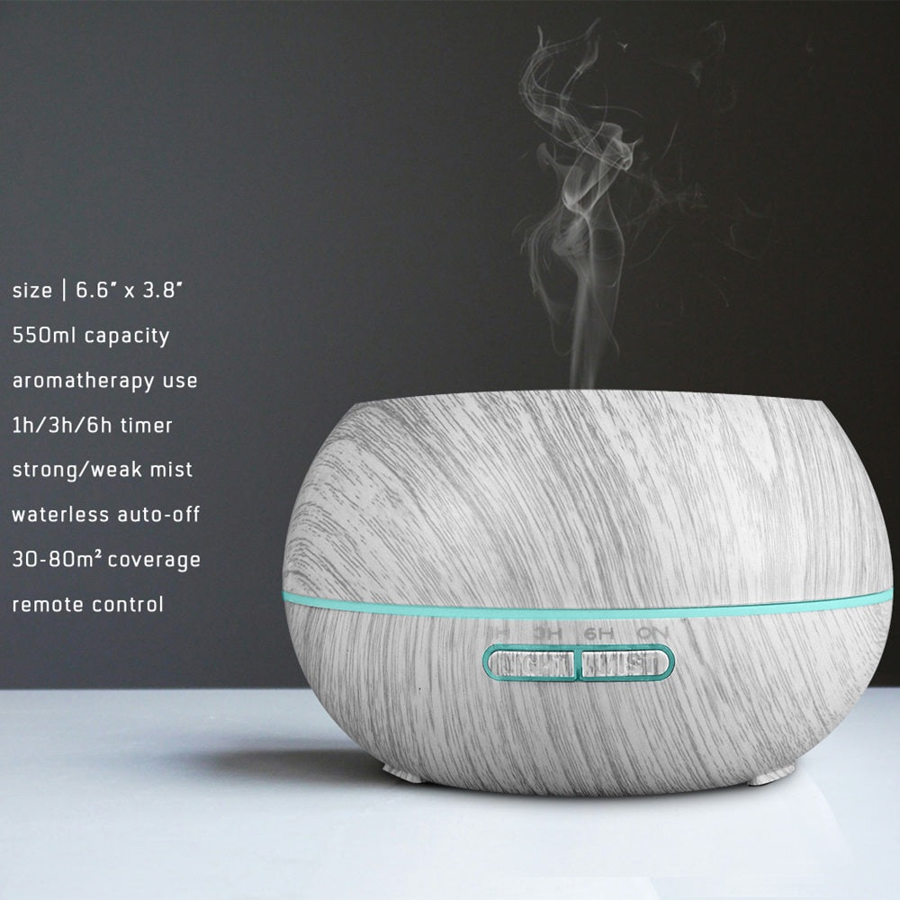 Gift of Wellness Premium Wood Diffuser Set w/6 Essential Oils & Remote - Perfect Housewarming Gift