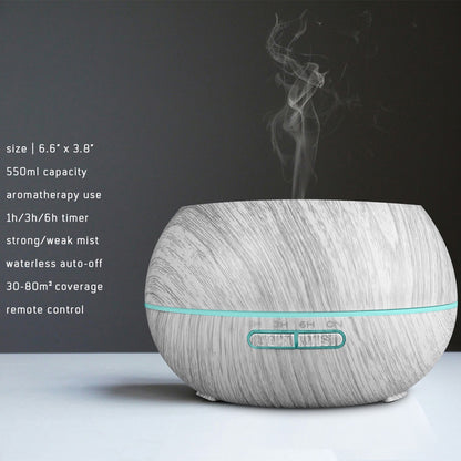 Gift of Wellness Premium Wood Diffuser Set w/6 Essential Oils & Remote - Perfect Housewarming Gift