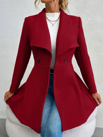 Mia Muse Women's Winter Coat - Solid Color, Long Sleeve, Lapel & Button-Up