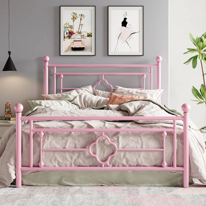 Metal Platform Bed Frame - Vintage Victorian Modern Style - Wrought Iron Headboard and Footboard