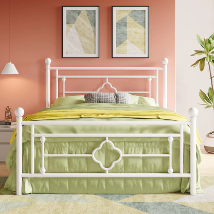 Metal Platform Bed Frame - Vintage Victorian Modern Style - Wrought Iron Headboard and Footboard