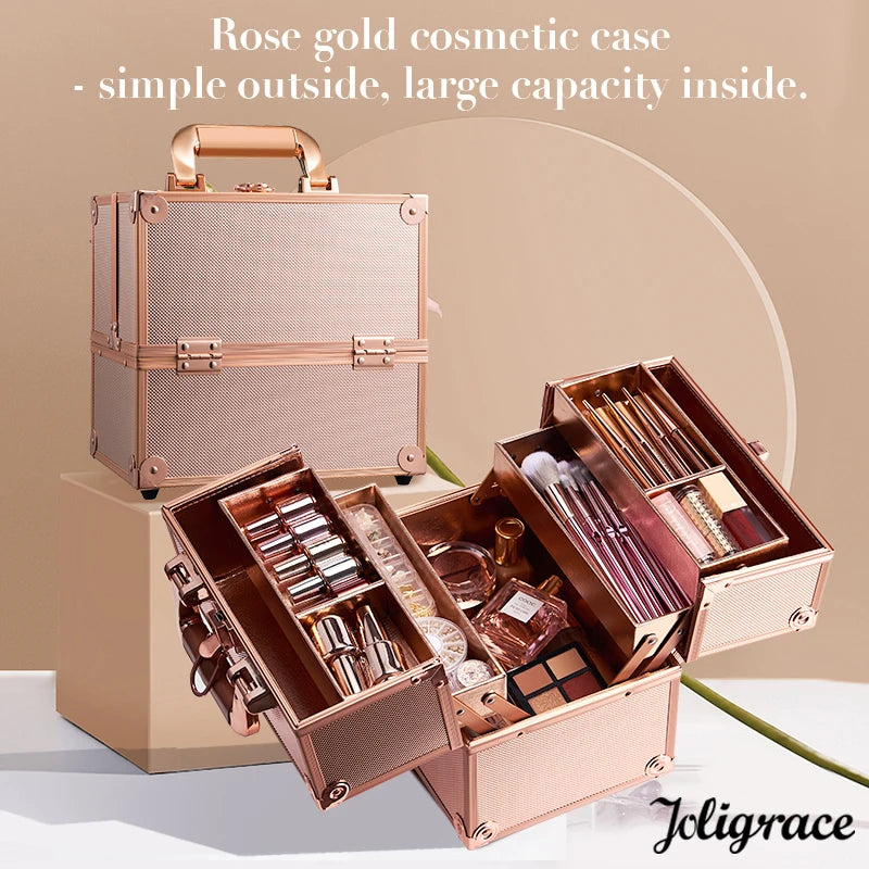 Portable Travel Makeup Case - Alloy Cosmetics Make Up Storage - Organizer Box