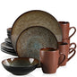 VANCASSO BUBBLE 16/32/48-Piece Tableware Set - Ceramic Blue/Brown Stoneware Set with Dinner. Dessert Plate, Bowl, Coffee Cups