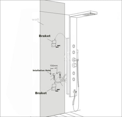 Luxury Bathroom Shower Faucet - LED Rainfall Shower Panel System - Massage Spa, Temperature w/Screen