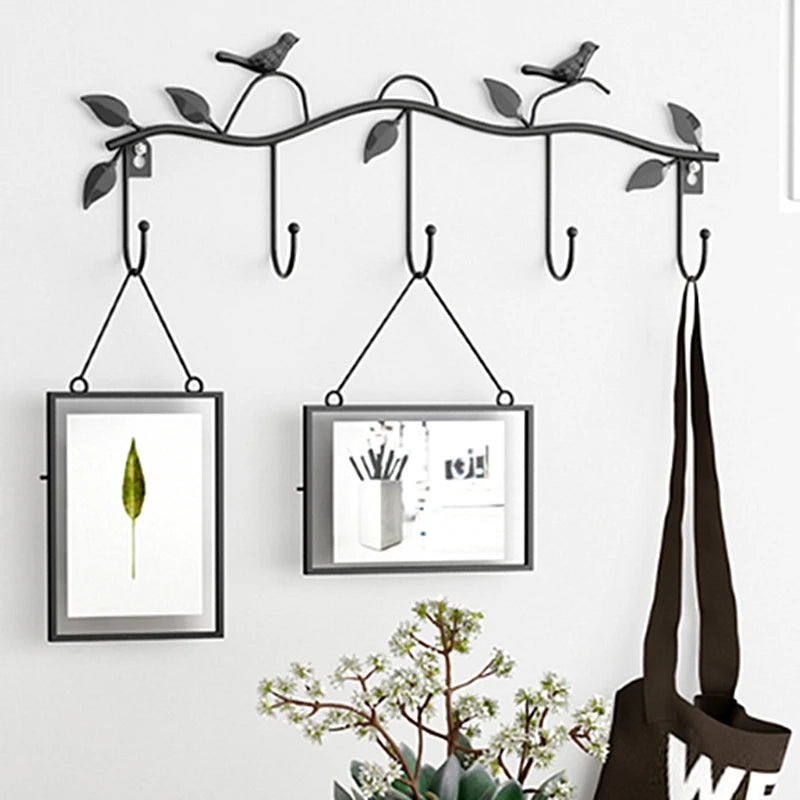 Multi-Functional Metal Bird Rack Coat, Keys or Hat, Mounted Hook