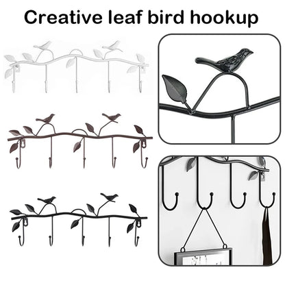 Multi-Functional Metal Bird Rack Coat, Keys or Hat, Mounted Hook