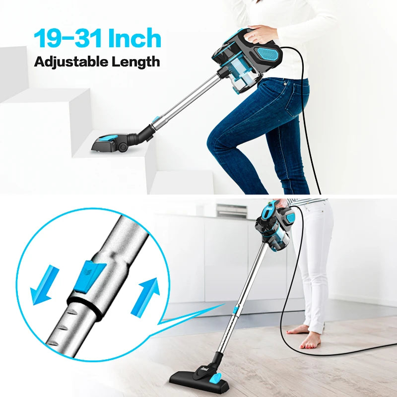 Vacuum Cleaner - Corded INSE I5 18Kpa Powerful Suction - 600W Motor Stick Handheld Vaccum Cleaner for Home - Attachments