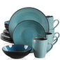 VANCASSO BUBBLE 16/32/48-Piece Tableware Set - Ceramic Blue/Brown Stoneware Set with Dinner. Dessert Plate, Bowl, Coffee Cups