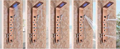 LED Bathroom Shower Panel Intelligent LCD Shower Column System with 6 Modes Rain Waterfall Massage Jet Bath Mixer Tap