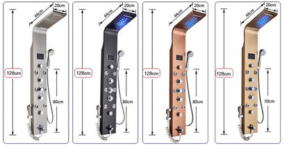 LED Bathroom Shower Panel Intelligent LCD Shower Column System with 6 Modes Rain Waterfall Massage Jet Bath Mixer Tap