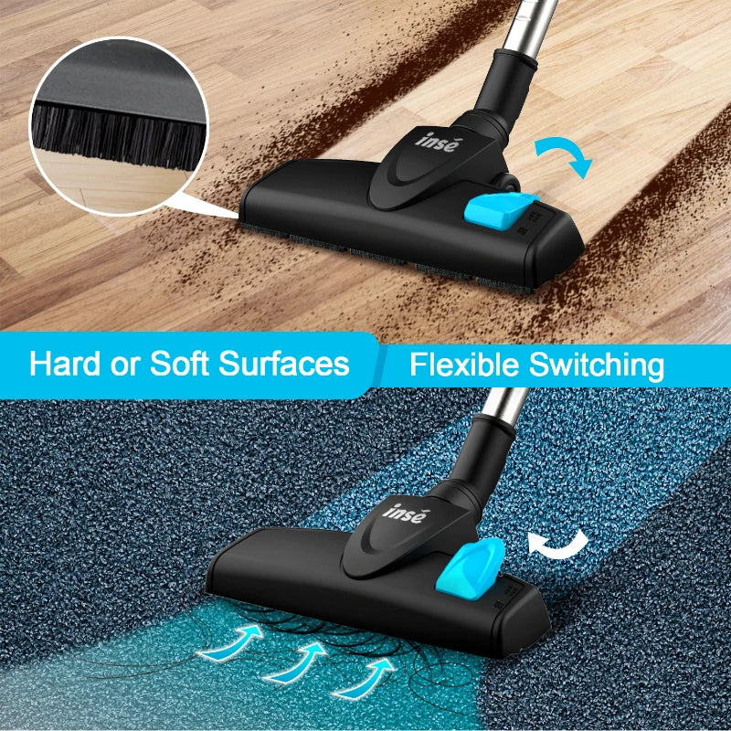 Vacuum Cleaner - Corded INSE I5 18Kpa Powerful Suction - 600W Motor Stick Handheld Vaccum Cleaner for Home - Attachments