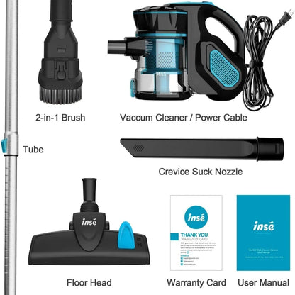 Vacuum Cleaner - Corded INSE I5 18Kpa Powerful Suction - 600W Motor Stick Handheld Vaccum Cleaner for Home - Attachments