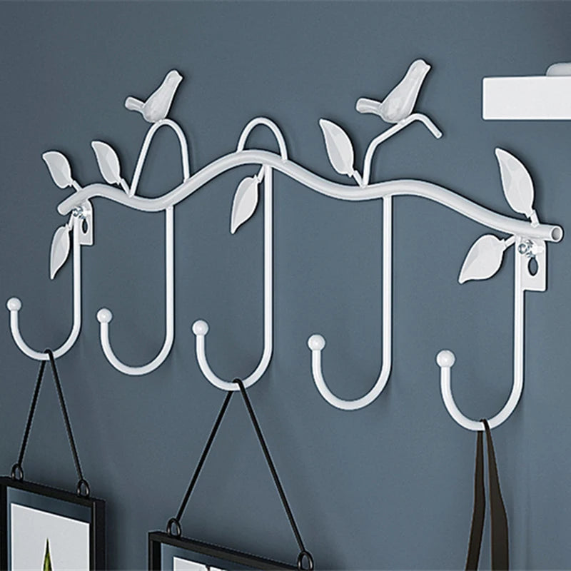 Multi-Functional Metal Bird Rack Coat, Keys or Hat, Mounted Hook