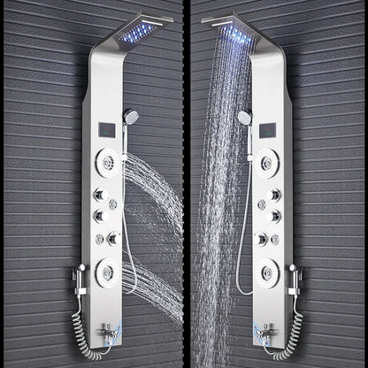 Luxury Bathroom Shower Faucet - LED Rainfall Shower Panel System - Massage Spa, Temperature w/Screen