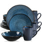 VANCASSO BUBBLE 16/32/48-Piece Tableware Set - Ceramic Blue/Brown Stoneware Set with Dinner. Dessert Plate, Bowl, Coffee Cups