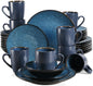 VANCASSO BUBBLE 16/32/48-Piece Tableware Set - Ceramic Blue/Brown Stoneware Set with Dinner. Dessert Plate, Bowl, Coffee Cups