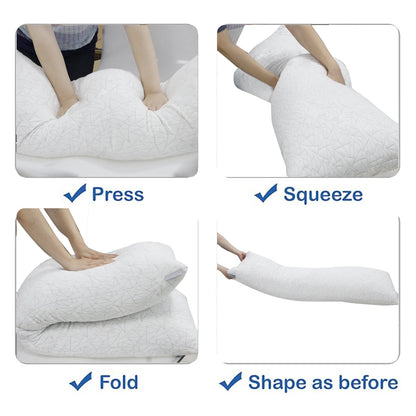 Memory Foam Body Pillow - Fluffy Body Pillows for Adults - Large Long Bed Pillows for Sleeping - 20x54 inch, White