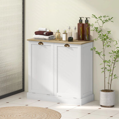 Laundry Hamper Cabinet - Tilt out Bathroom Storage Cabinet - White