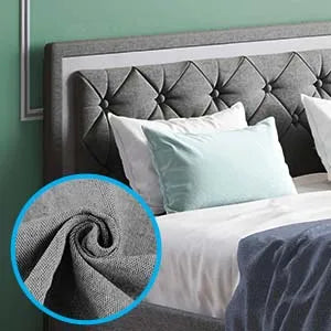 A Bed Frame - Upholstered Mattress Frame with Adjustable Headboard - Thin Velvet Bed Frame with Button Tufted Headboard