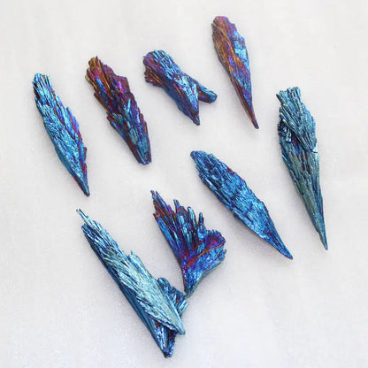 5-10g Raw Natural Rainbow Kyanite Titanium Coated Quartz Cluster (Peacock Feather & Flame Shapes)