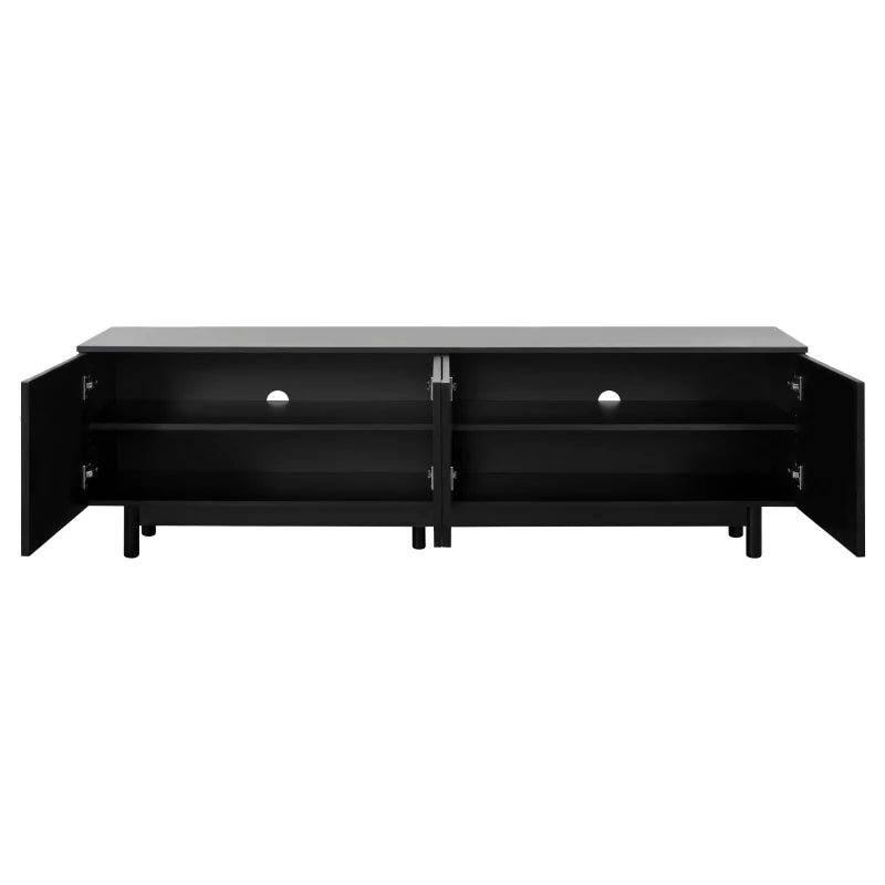 TV Stand with Arch Cabinets for TVs Up to 78'', w/ Solid Wood Legs & Adjustable Shelves